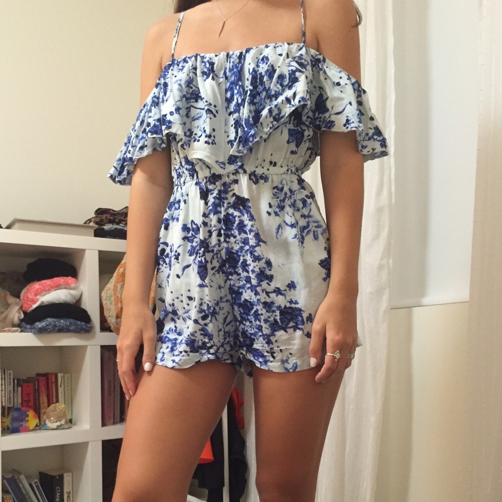 LF blue floral print romper